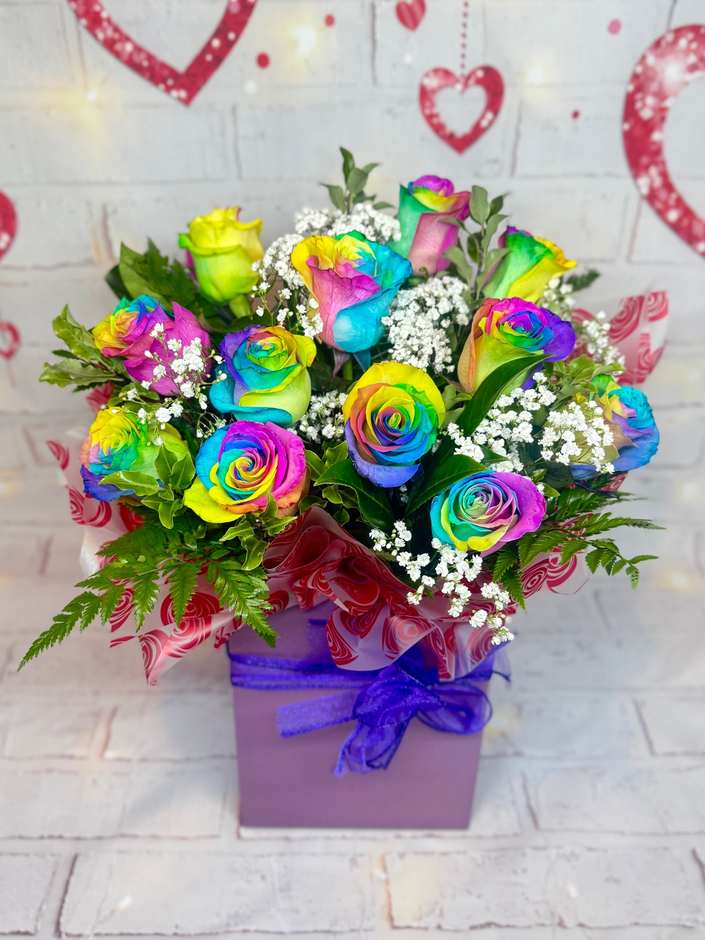 12 Premium Rainbow Roses Valentine’s NATIONAL
