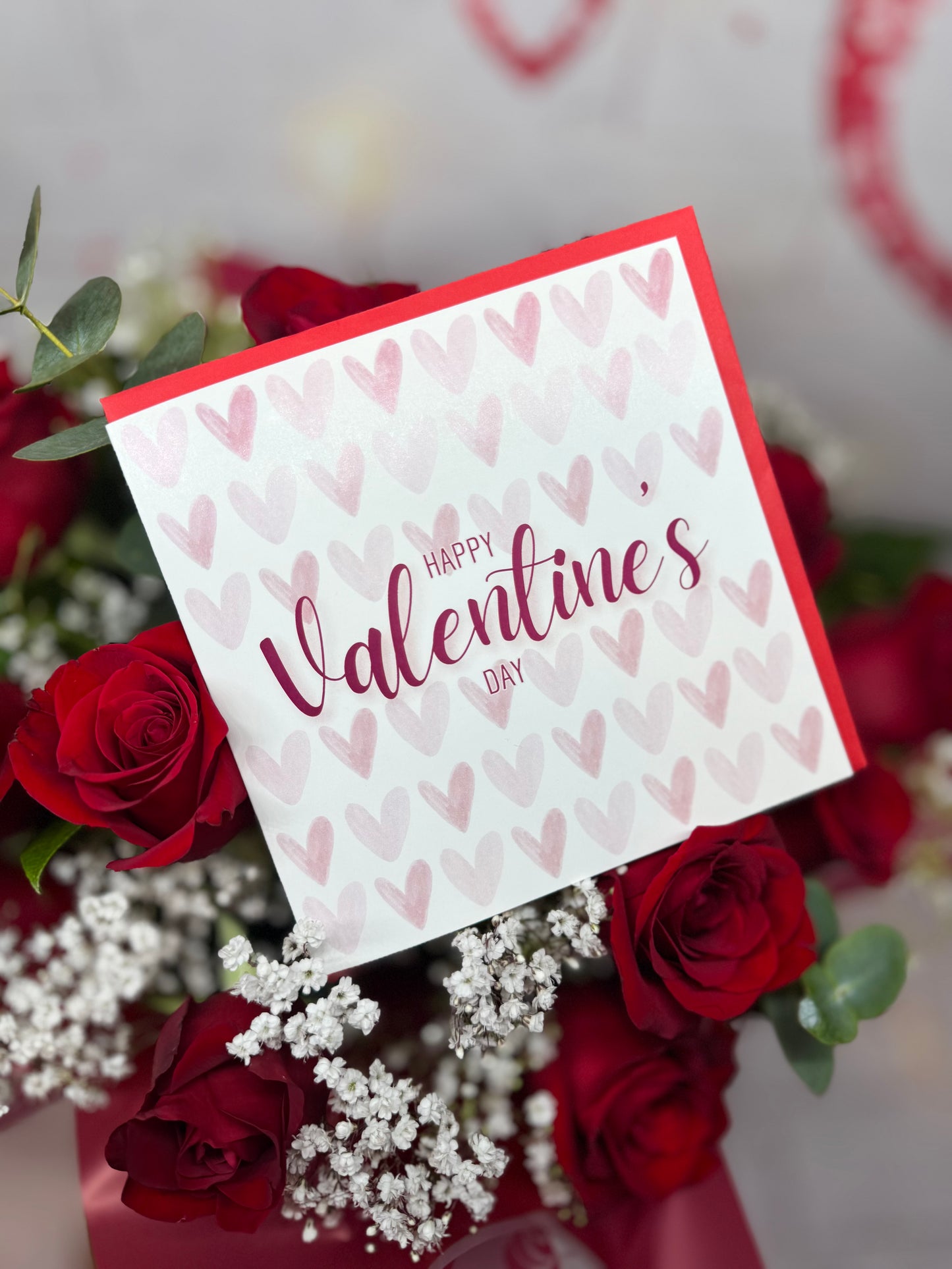 12 Premium Red Roses Valentine’s Bouquet with Card & Balloon