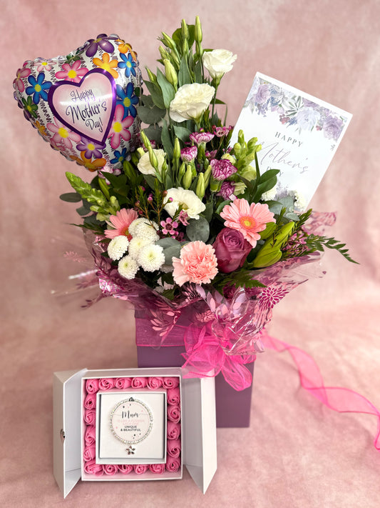 Mother’s Day PREMIUM Special with Card, Balloon & Gift Boxed Bracelet
