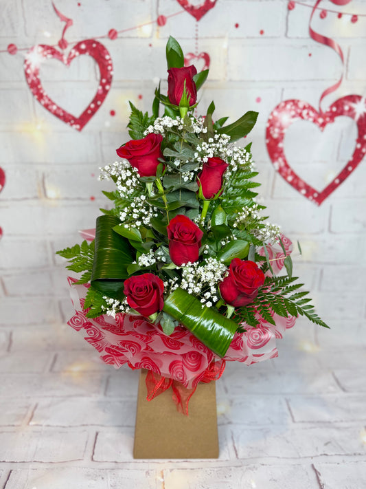 Valentine’s 6 Premium Red Rose Aqua