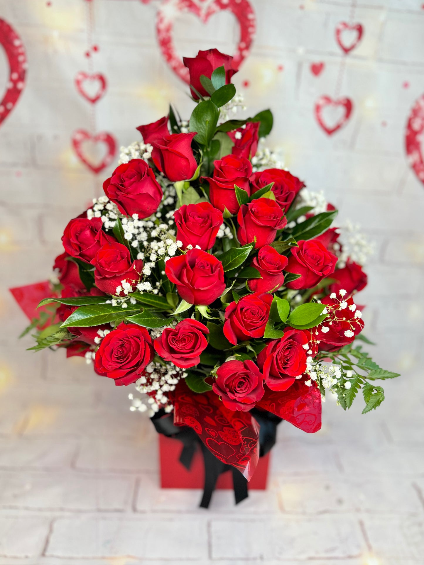 Valentine’s 50 Premium Red Rose Aqua