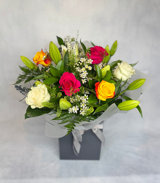 Mixed Rose And Lily Aqua