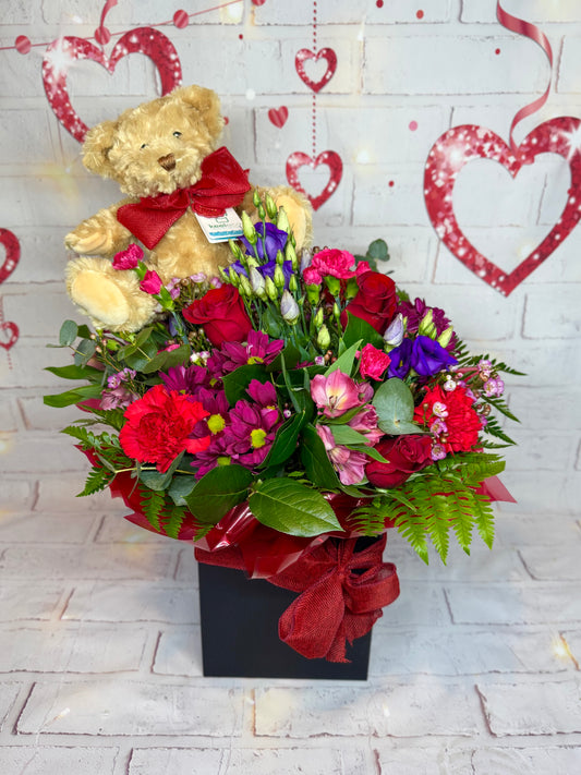 Valentine’s Large Aqua with Teddy Bear